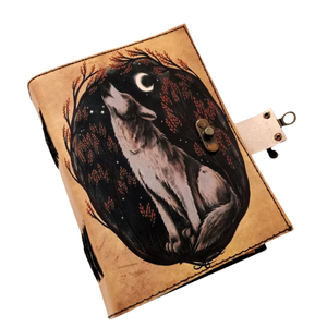 Wolf Girimore Journal de taille A5 personnalisé fait à la main Carnet de croquis en cuir pleine fleur relié imprimé UV Cuir d'agate Classique Religieux - Product Image 6