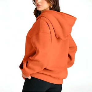 Heavy Weight Cotton/<b>Fleece</b> Material 420g Women's Clothing <b>Orange</b> Color Hoodies Sweatshirts Drop Shoulder Loose Fit Hooded - Product Image 2