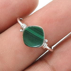 Fabuleux Look 925 Sterling Silver Natural Malachite Gemstone Coussin Forme Anneau Pour Femme Filles Bijoux Faits À La Main Fournisseurs En Vrac - Product Image 3
