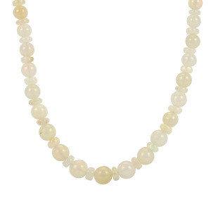 Collier en argent sterling avec opale éthiopienne 37,60 carats, accents de perles et de diamants, chaîne plaquée or 14 carats, cadeau religieux de mariage - Product Image 1