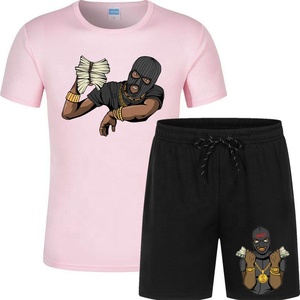 Venta al por mayor de alta calidad casual de verano de los hombres animados impresos deporte corto chándales hombre de verano corto y camiseta - Product Image 3