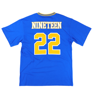 Sigma Gamma Rho Oversized Football Jersey Tee Royal Blue Womens Greek Letter Shirt SGR Chenille Number Top Casual Fit - Product Image 2