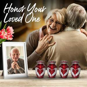 Recuerdo de urnas de Ángel Rojo-Urnas pequeñas para cenizas humanas Juego de 4-Urnas rojas con alas de Ángel con caja y bolsas-Honra a tu ser querido - Product Image 4