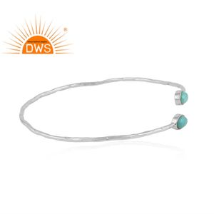 Venta caliente 925 plata esterlina Natural Arizona turquesa piedra preciosa brazalete joyería personalizada fabricante - Product Image 2