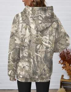 Sweat-shirts à capuche surdimensionnés pour femmes, en molleton, avec broderie 3D sur le devant, poches personnalisées, 100% coton, séchage rapide, vente en gros par sublimation - Product Image 2