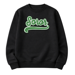 Sudadera Negra con Cuello Redondo 08 Soror, Insignia de Invierno Rosa y Verde para Mujeres de Hermandad Griega, Ropa Casual Elegante para Hermandad Universitaria - Product Image 3