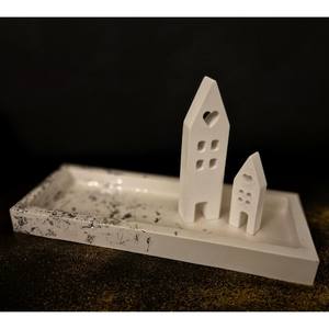 Plateau Décoratif Rectangulaire Plateau Blanc Minimaliste Avec Accent Métallique Or, Argent, Cuivre Accent Bibelot Décoratif - Product Image 3