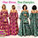 Abito lungo da festa verde con stampa floreale Ankara, traspirante, linea ad A, vita impero, ideale per matrimoni ed eventi serali - Product Image 2