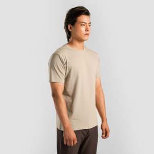 GA Basic Beige Tee Cotton/<b>Bamboo</b> Fiber Heavy Weight Soft Jersey Yarn Dyed <b>Screen</b> Print Silk <b>Screen</b> Printed T-Shirts - Product Image 3