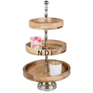 ชั้นวางเค้กไม้มะม่วงดีไซน์พิเศษ ตกแต่งแบบธรรมชาติ สองชั้น สำหรับงานฉลองคริสต์มาสและปีใหม่ - Product Image 1