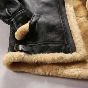 High Quality Super Warm Genuine Sheep Leather <b>Jacket</b> Men Big B3 <b>Shearling</b> <b>Bomber</b> Fur <b>Jacket</b> - Product Image 2