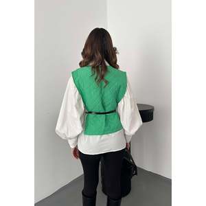 Ensemble chemise ceinturée et poncho vert - Vert - Product Image 5