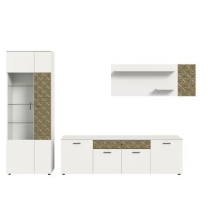 Set da Soggiorno Moderno Design Tedesco Prism X76J4W01 in Truciolato Melaminico Bianco Origine Europea 305x195x37cm - Product Image 2