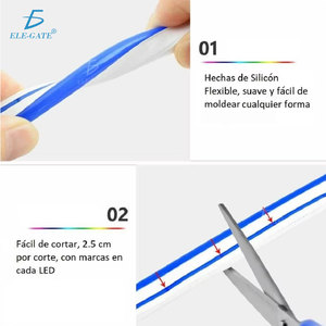 Ruban LED Néon Flexible Lumière Chaude IP65/67 pour Décoration Intérieure/Extérieure Rouge/Bleu/Vert/Jaune CCT 5m Éliminateur Inclus - Product Image 3
