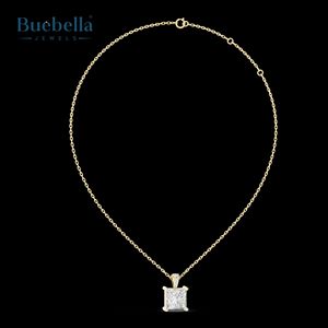 925 plata esterlina 18K chapado en oro princesa diamante colgante Moissanite colgantes y dijes - Product Image 2