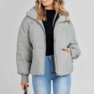 Veste matelassée pour femmes capuche rembourrage doux Zip avant manteau d'hiver manches longues tenue quotidienne chaud couche de mode extérieure Polyester - Product Image 3