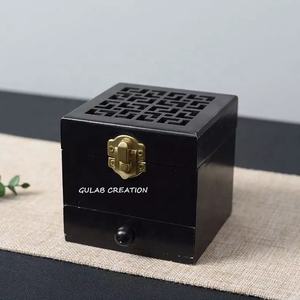 Quemador de incienso de madera negra de forma cuadrada, soporte decorativo hecho a mano para Barra de Aroma para meditación y uso de fragancia en el hogar - Product Image 2