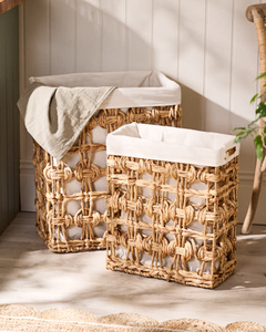 Cesto de ropa de jacinto de agua a granel, fabricante, tejido a mano cesto de ropa, mayorista, exportador de almacenamiento ecológico para el hogar - Product Image 1