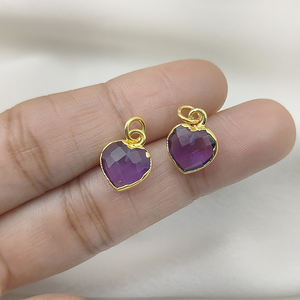 Vente en gros de pendentif à breloque en forme de cœur en améthyste de 10mm en argent sterling galvanisé bijoux unisexes à la mode fournisseur en vrac bijoux à bricoler soi-même - Product Image 5