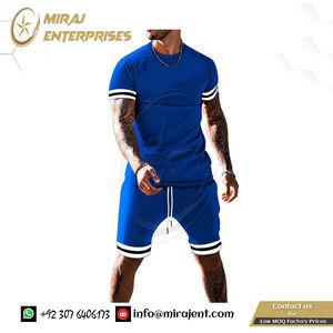 Survêtement streetwear tendance décontracté pour homme T-Shirt à manches courtes surdimensionné d'été avec short de plage quantité minimale de commande bas - Product Image 4