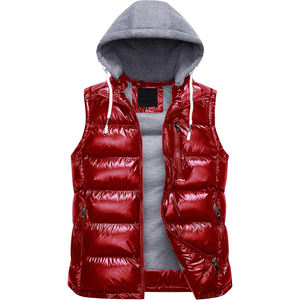 Chaleco a prueba de viento informal de invierno para hombre, chaqueta acolchada gruesa sólida con capucha desmontable, cierre de cremallera, tela exterior cálida - Product Image 5