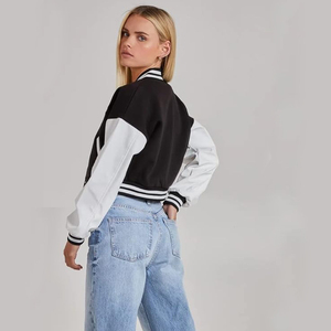 2024 chaqueta Varsity personalizada para mujer, bordado de chenilla, equipo universitario negro, lana satinada, invierno, peso pesado, manga larga, teñido liso - Product Image 3