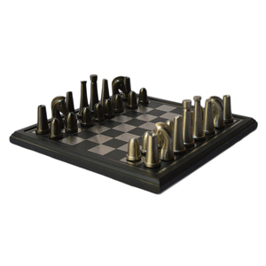 Jeu d'échecs en métal lourd et important de 32 pièces Jeu d'échecs de 32 pièces Finition plaquée attrayante Jeu décoratif Jouer Esprit en croissance - Product Image 5