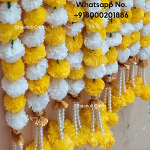 Cuerdas artificiales de caléndula con borlas, guirnaldas para decoración al aire libre, cuerdas de flores de caléndula, decoraciones de boda - Product Image 2