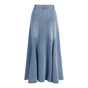 Jupe longue en denim uni lavé pour femmes, design minimaliste basique, respirante, vêtement d'été, qualité fiable, vente en gros - Product Image 6