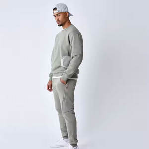 Venta al por mayor Premium 100% algodón hombres Jogger Gymwear conjunto de alta calidad impreso sólido Streetwear chándal personalizado invierno - Product Image 4