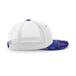 Trucker <b>Hat</b> Outdoor Sports <b>Purple</b> Tropical Leaf Design Mesh Cap Custom Logo OEM ODM Activewear Teamwear Wholesale Headwear - Product Image 2