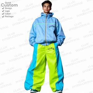 Streetwear personnalisé Survêtement coupe-vent Ensemble deux pièces Vestes surdimensionnées légères Patchwork Survêtement en nylon respirant pour hommes - Product Image 5