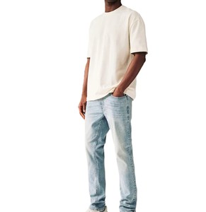 Best Quality Customized Clothing Manufacturers <b>High</b> <b>Waist</b> Small Leg Slim Fit Blue Washed Denim <b>Jeans</b> Long Pant for <b>Men</b> Comfort - Product Image 5