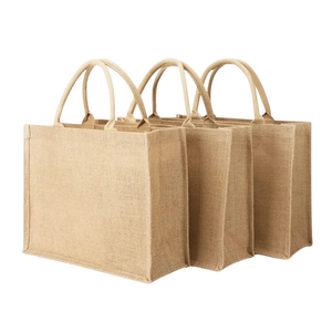 Sacs fourre-tout en jute recyclé personnalisés de haute qualité, réutilisables, écologiques, imperméables, doublure en coton pliable, fabriqués au Bangladesh - Product Image 1