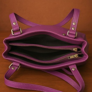 Bolso de hombro personalizado de cuero genuino de lujo para mujer, bolso popular con cierre de cremallera - Product Image 4