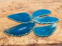 Precio al por mayor personalizar tamaño Natural encaje azul ágata piedra rebanadas colores mezclados ágata posavasos rebanadas para decoración del hogar