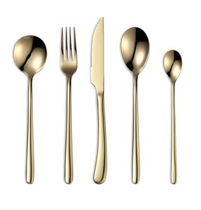 Ensemble de couverts en acier inoxydable 5 pièces comprenant couteau, cuillère, fourchette, poli miroir, compatible lave-vaisselle - Product Image 6