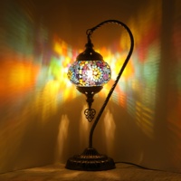 Lampe de Table décorative en mosaïque de style bohème, décoration de style turc, marocain, col de cygne, faite à la main, lampe de Table de chevet