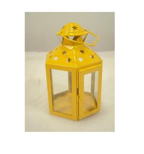 Mini lanterne à bougie de Noël de décoration de mariage en métal Mini lanterne en métal de couleur jaune - Product Image 1