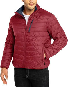 2025 Men's Casual Solid Pattern Puffer <b>Jacket</b> Lightweight <b>Packable</b> Winter Coat Zipper Closure Breathable Waterproof Cotton Front - Product Image 1