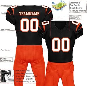 Uniforme de fútbol americano personalizado de estilo profesional con el nombre y número de su equipo Ajuste cómodo Perfecto para todos los partidos - Product Image 2