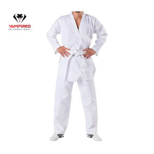 Traje de Taekwondo de 2 piezas de alta calidad unisex, estampado de logotipo personalizado, equipo de rendimiento de entrenamiento de artes marciales ajustable para adultos - Product Image 1