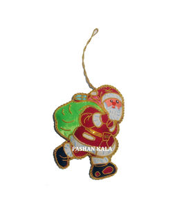 Increíble hermosa gama de precios más bajos de oro Zari bordado Color rojo Santa Claus forma Navidad colgante árbol decoración ornamento - Product Image 1