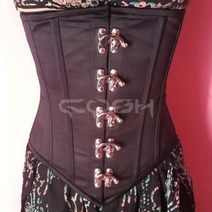 Corset en satin noir à armatures sous le buste avec fermeture à boucle oscillante - Product Image 5