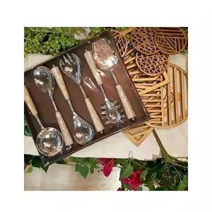 Ensemble de couverts à salade en métal élégant avec poignée en nacre pour fête à domicile et hôtel - Product Image 6