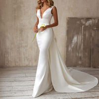 Offre Spéciale Droma : Robe de Mariée Fille Blanche Sexy sans Manches Col V de Haute Qualité, Prête à l'Expédition, Collection 2023, Vente en Gros
