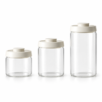 Bocal en verre hermétique 600 ml, bocaux de conservation alimentaire en verre borosilicate avec couvercles à bouton-poussoir, bocaux de cuisine pour café, thé, sucre
