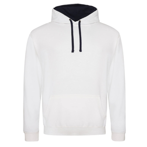 <b>Men's</b> <b>White</b> Hooded <b>Sweatshirt</b> Regular Fit Cotton Fleece Casual Autumn Wear Pocket Design Navy Lining - Product Image 5