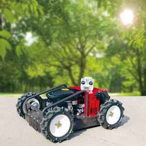 New Tracked Industrial RC Lawn Mower 4-Stroke 190cc <b>Gasoline</b> Cordless Remote Control Flat Blade Adjustable Cutting Height 20cm - Product Image 1