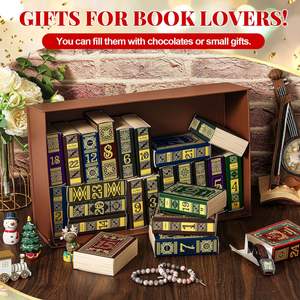 24 mini boîtes de calendrier de l'avent de Noël avec étagère en papier pour les amoureux des livres, décorations de fenêtre de Noël, décorations de table - Product Image 5